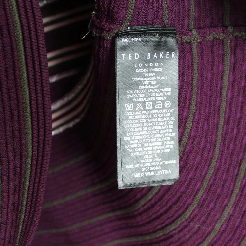 NWT TED BAKER LONDON Stripe Crew Neck Peplum Sweater - Picture 8 of 8